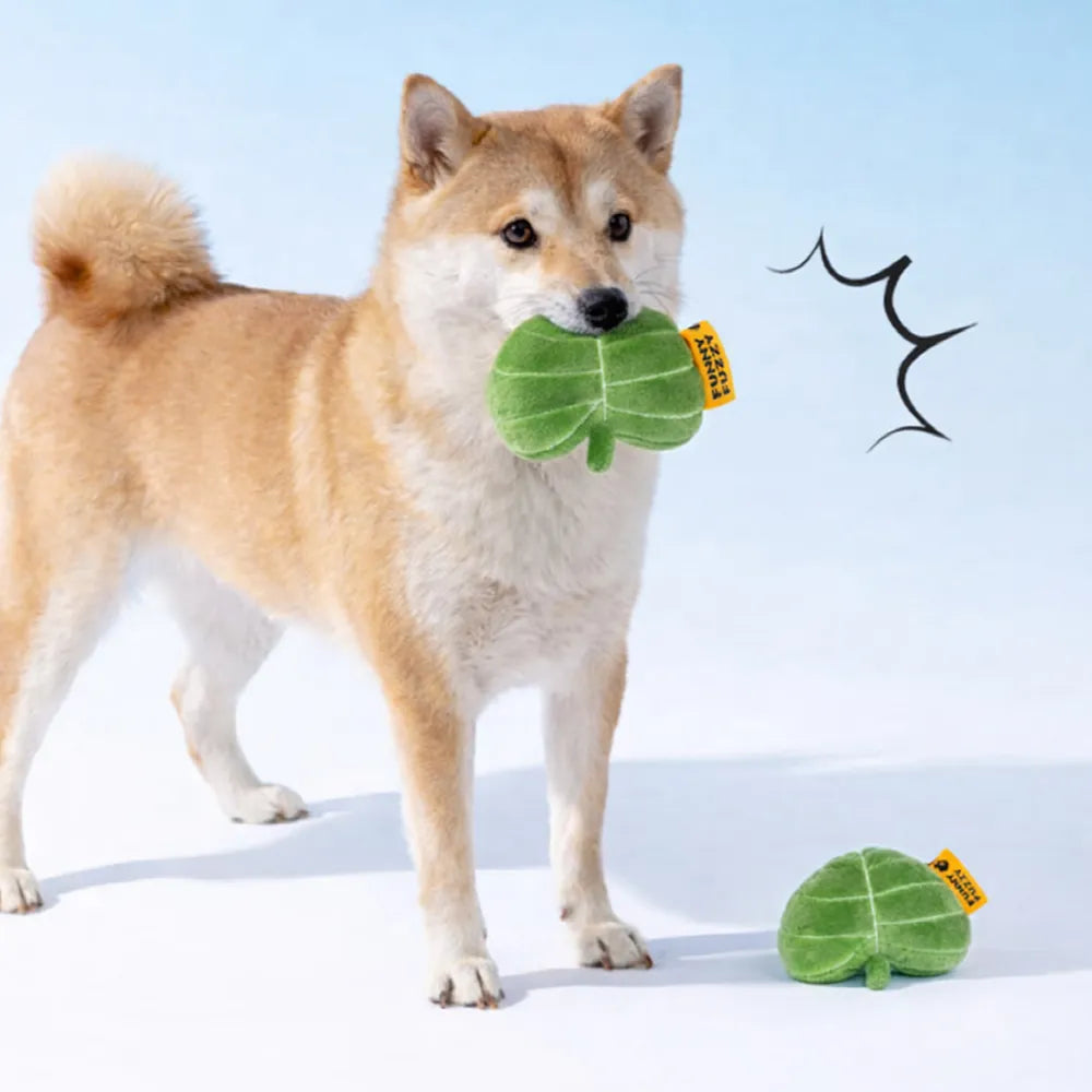Plush Leaf-Shaped Squeaky Dog Toy - Funnyfuzzy Snu