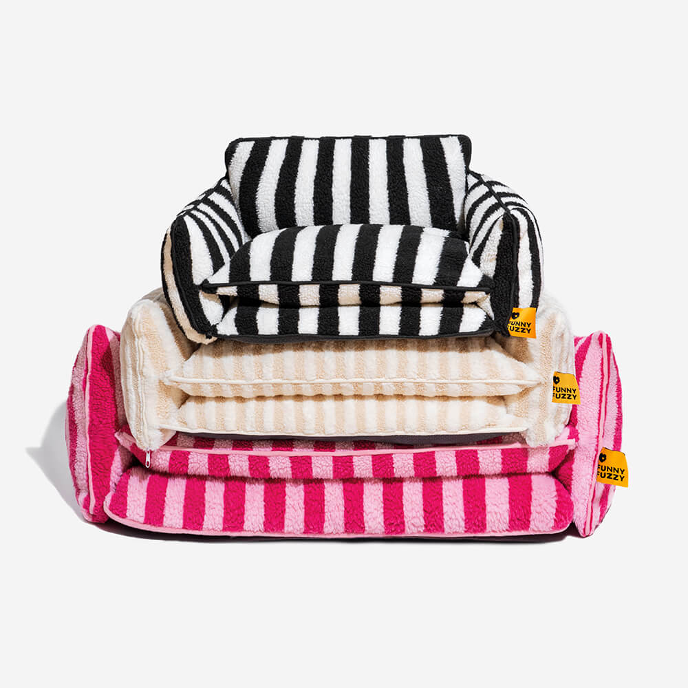 Trendy Striped Faux Lambswool Double Layer Dog & C