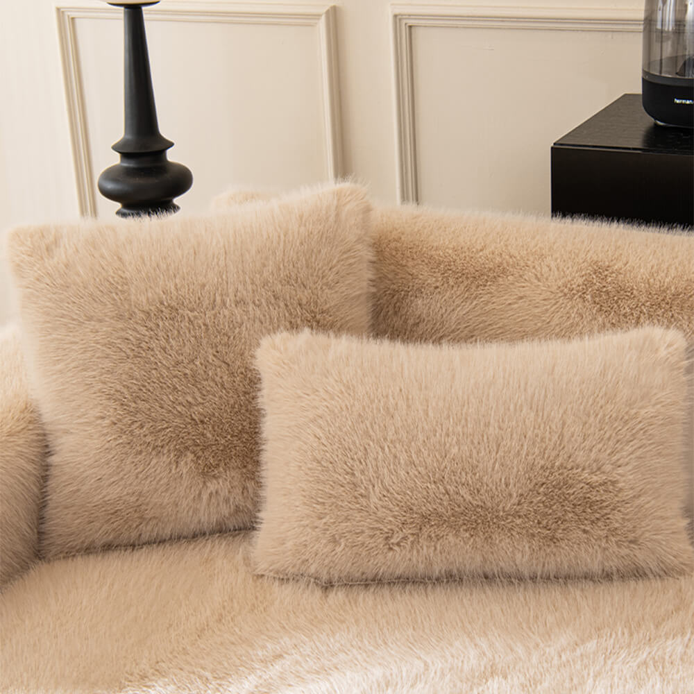 Warm Thick Faux Fur Sofa Protector Non-Slip Couch