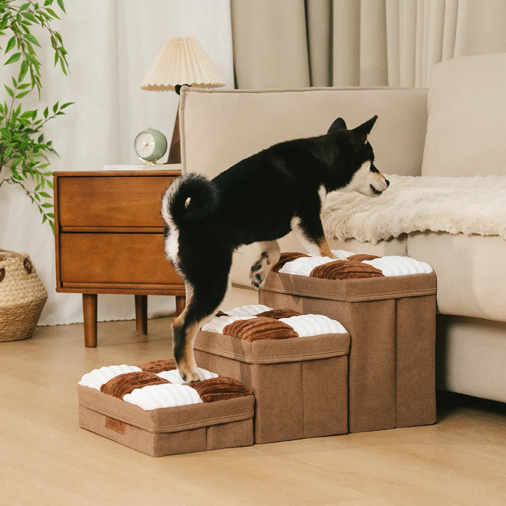 Detachable Chessboard Plaid Handcrafted Dog Stairs