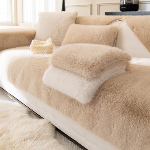 Warm Thick Faux Fur Sofa Protector Non-Slip Couch