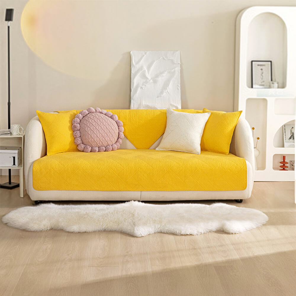 Minimalist All-Season Solid Cotton Geometric Quilt