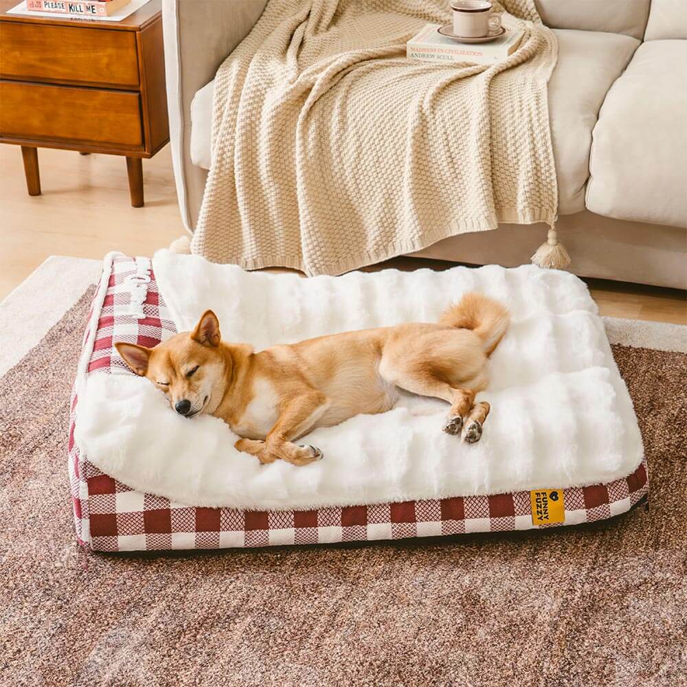 Large Classic Check Headrest Rectangle Calming Dog