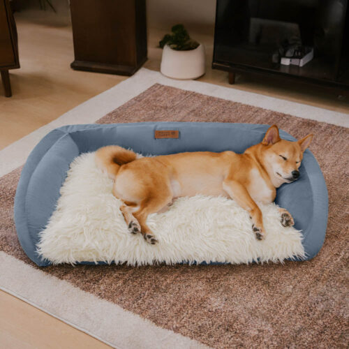 Large Washable Fluffy Cozy Bolster Dog Sofa Bed-De