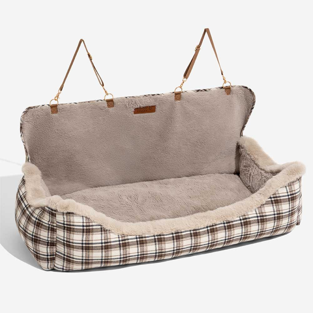 Large Classic Fluffy Booster Dog Car Seat-Keep Sec
