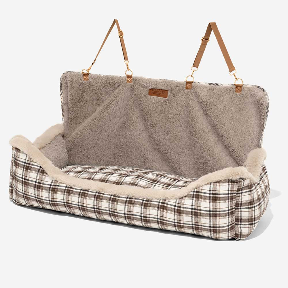 Large Classic Fluffy Booster Dog Car Seat-Keep Sec