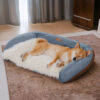 Large Washable Fluffy Cozy Bolster Dog Sofa Bed-De
