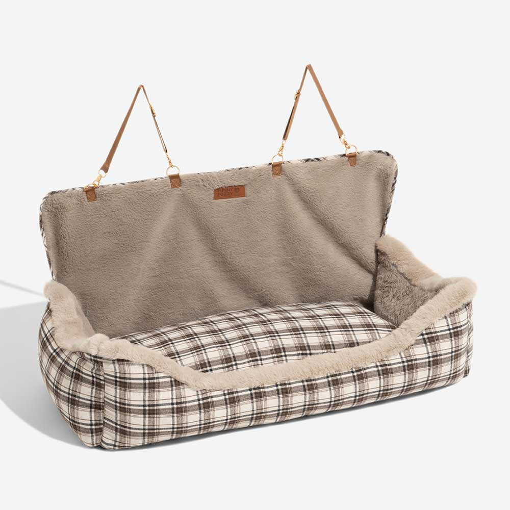 Large Classic Fluffy Booster Dog Car Seat-Keep Sec