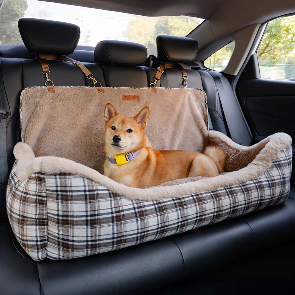 Large Classic Fluffy Booster Dog Car Seat-Keep Sec