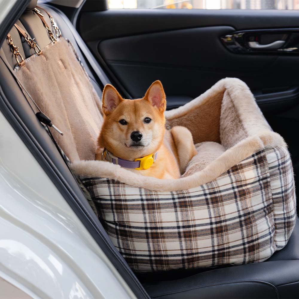 Large Classic Fluffy Booster Dog Car Seat-Keep Sec