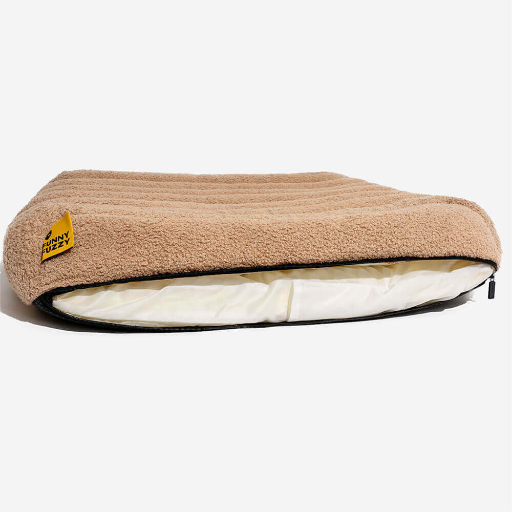 Large Washable Creamy Cozy Flat Dog Beds - Cheesec