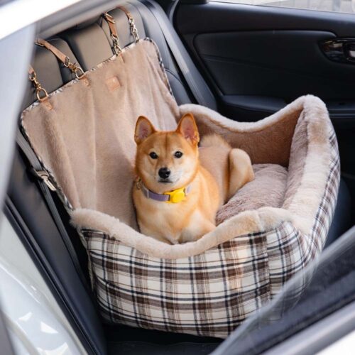 Large Classic Fluffy Booster Dog Car Seat-Keep Sec
