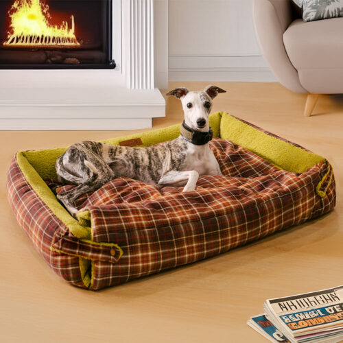 Large Washable Vintage Tartan Folding Blanket Dog 