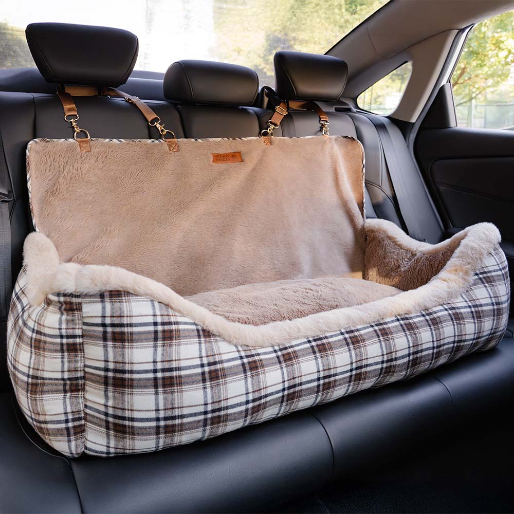 Large Classic Fluffy Booster Dog Car Seat-Keep Sec