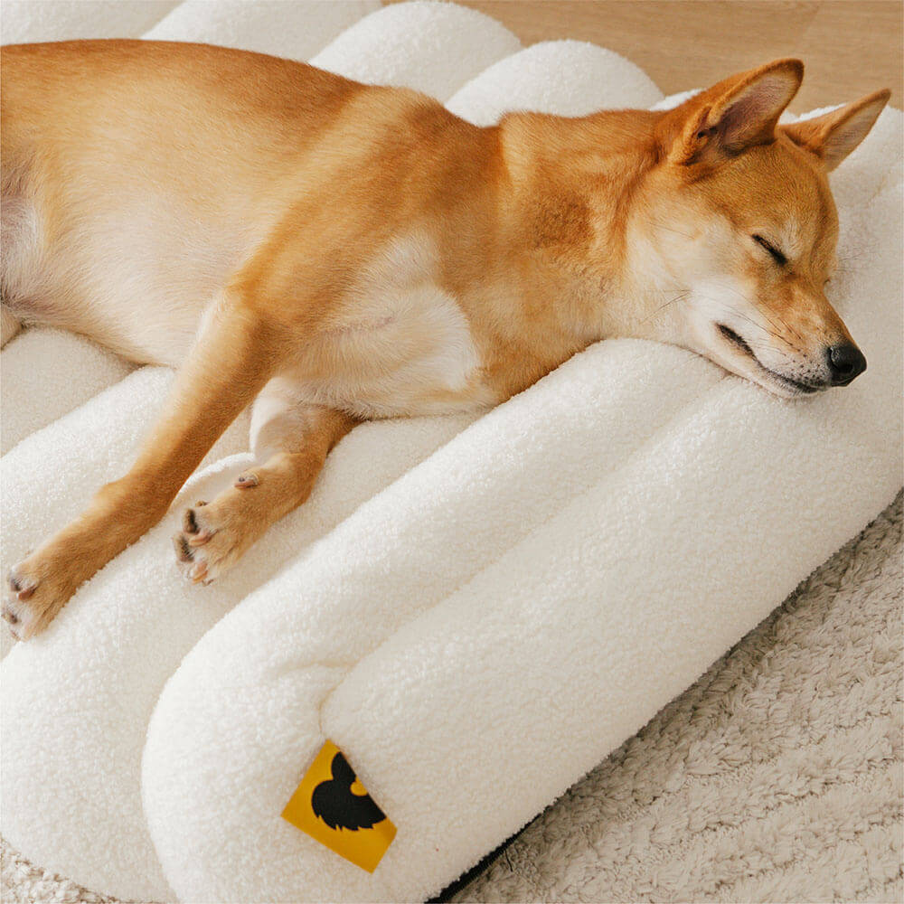 Large Washable Creamy Cozy Flat Dog Beds - Cheesec