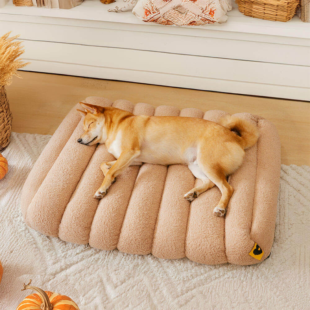 Large Washable Creamy Cozy Flat Dog Beds - Cheesec