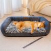 Large Washable Fluffy Cozy Bolster Dog Sofa Bed-De