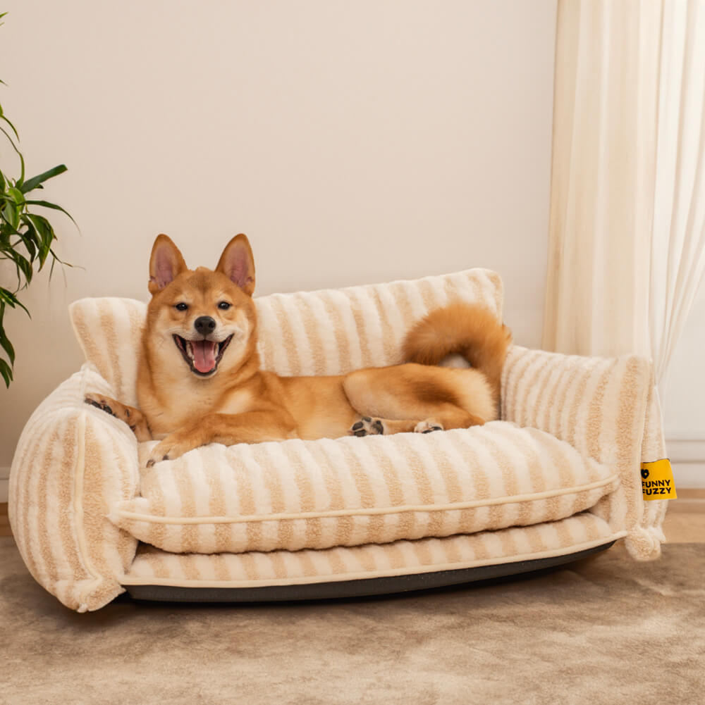 Trendy Striped Faux Lambswool Double Layer Dog & C