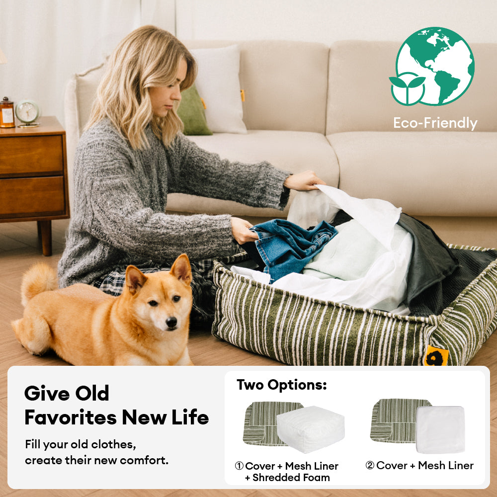Sustainable Storage Pouf Ottoman & Dog Bed - Funny