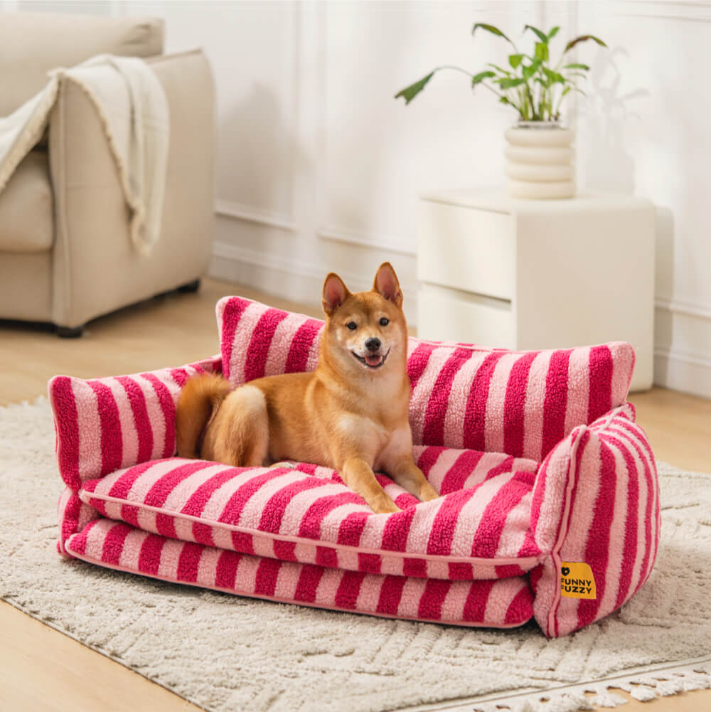 Trendy Striped Faux Lambswool Double Layer Dog & C