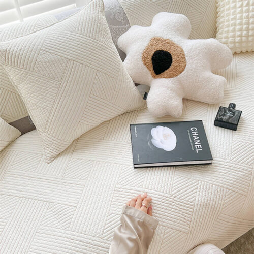 Minimalist All-Season Solid Cotton Geometric Quilt