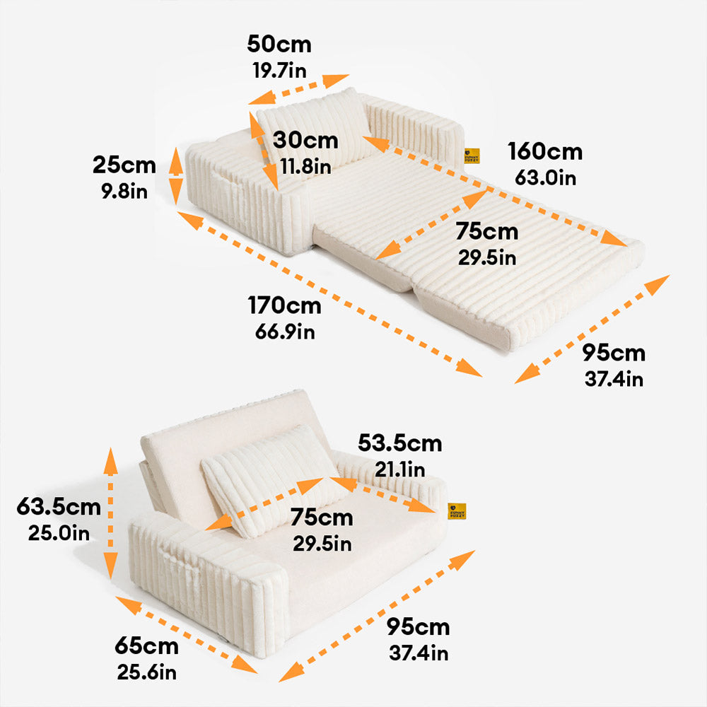 Creamy Fluffy Orthopedic Human-Dog Bolster Bed - E