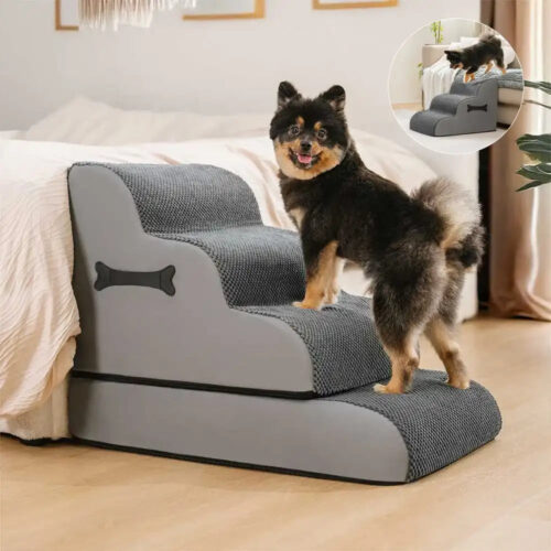 Adjustable Non-Slip Washable Soft Dog Stairs with