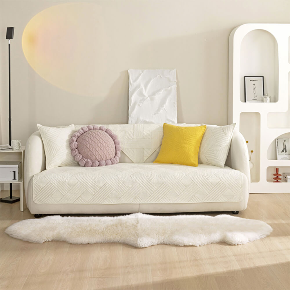 Minimalist All-Season Solid Cotton Geometric Quilt