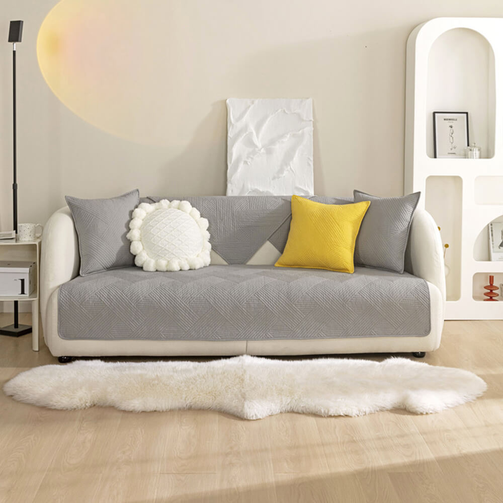 Minimalist All-Season Solid Cotton Geometric Quilt