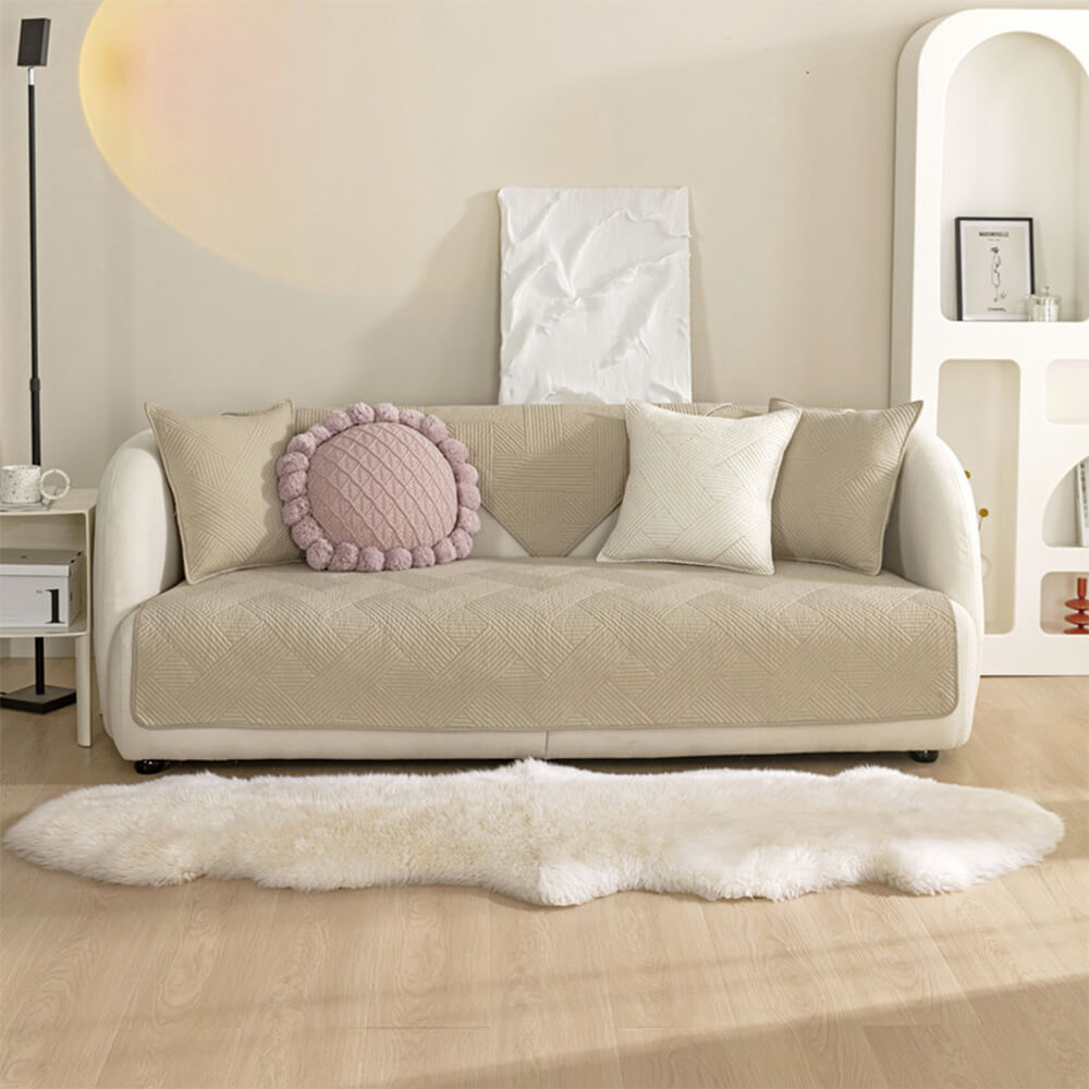 Minimalist All-Season Solid Cotton Geometric Quilt
