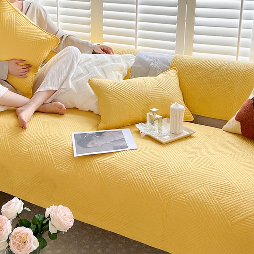 Minimalist All-Season Solid Cotton Geometric Quilt