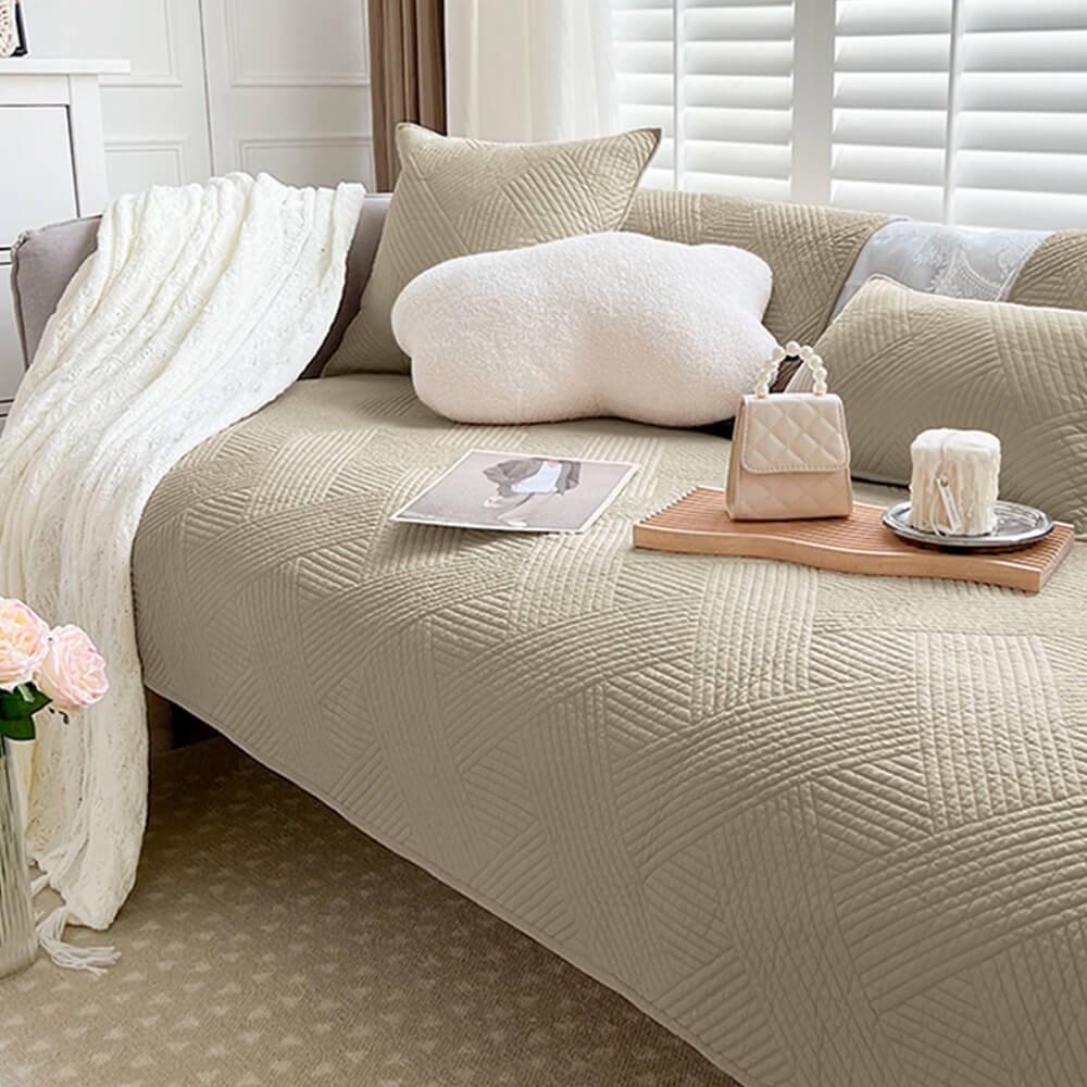 Minimalist All-Season Solid Cotton Geometric Quilt