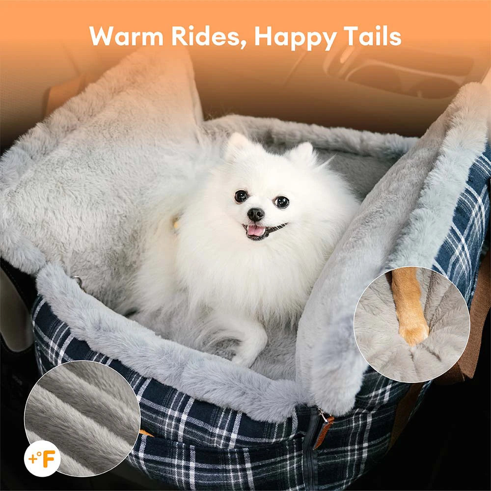 3 in 1 Fluffy Warmth Safe Dog Booster Car Seat Bed