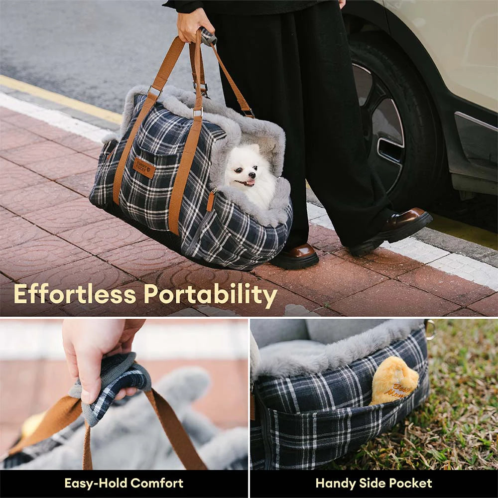 3 in 1 Fluffy Warmth Safe Dog Booster Car Seat Bed