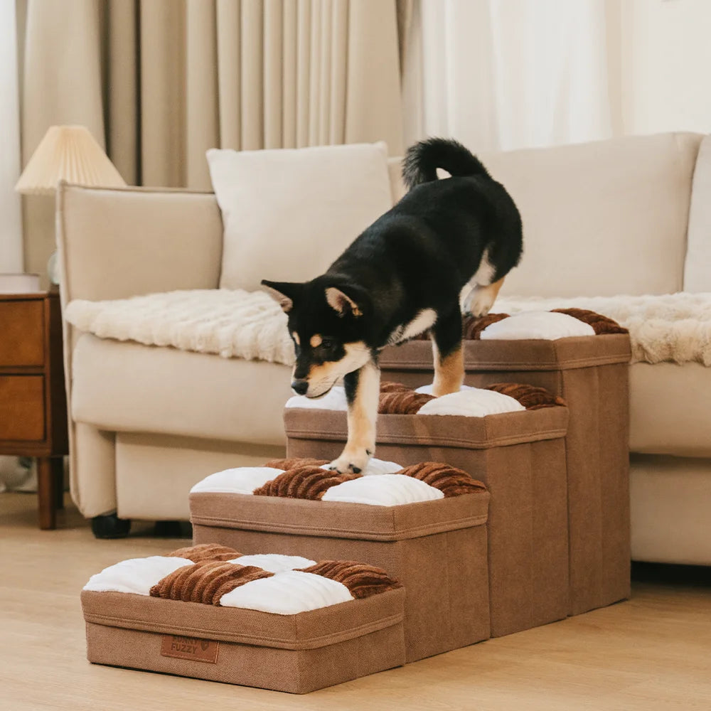 Detachable Chessboard Plaid Handcrafted Dog Stairs