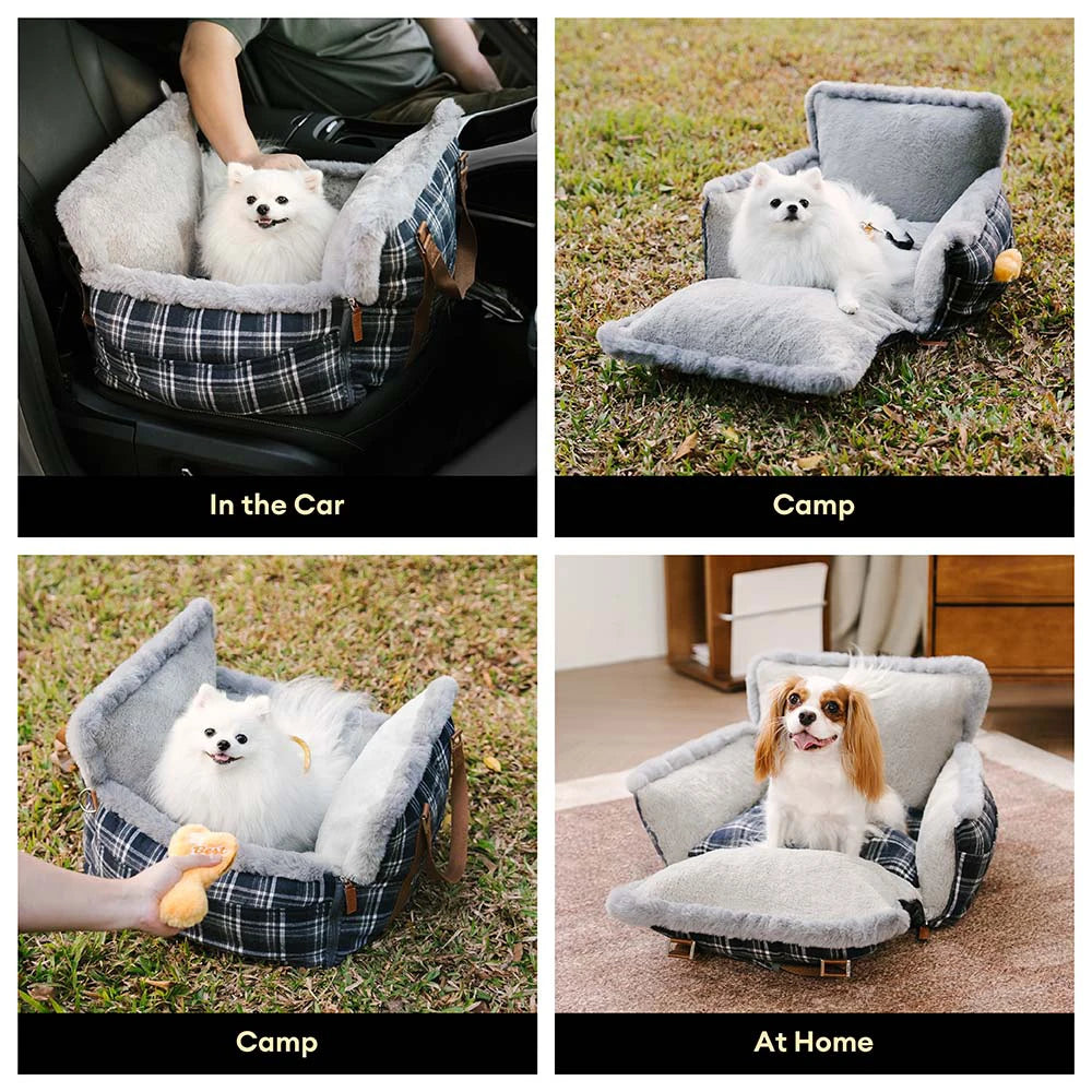3 in 1 Fluffy Warmth Safe Dog Booster Car Seat Bed