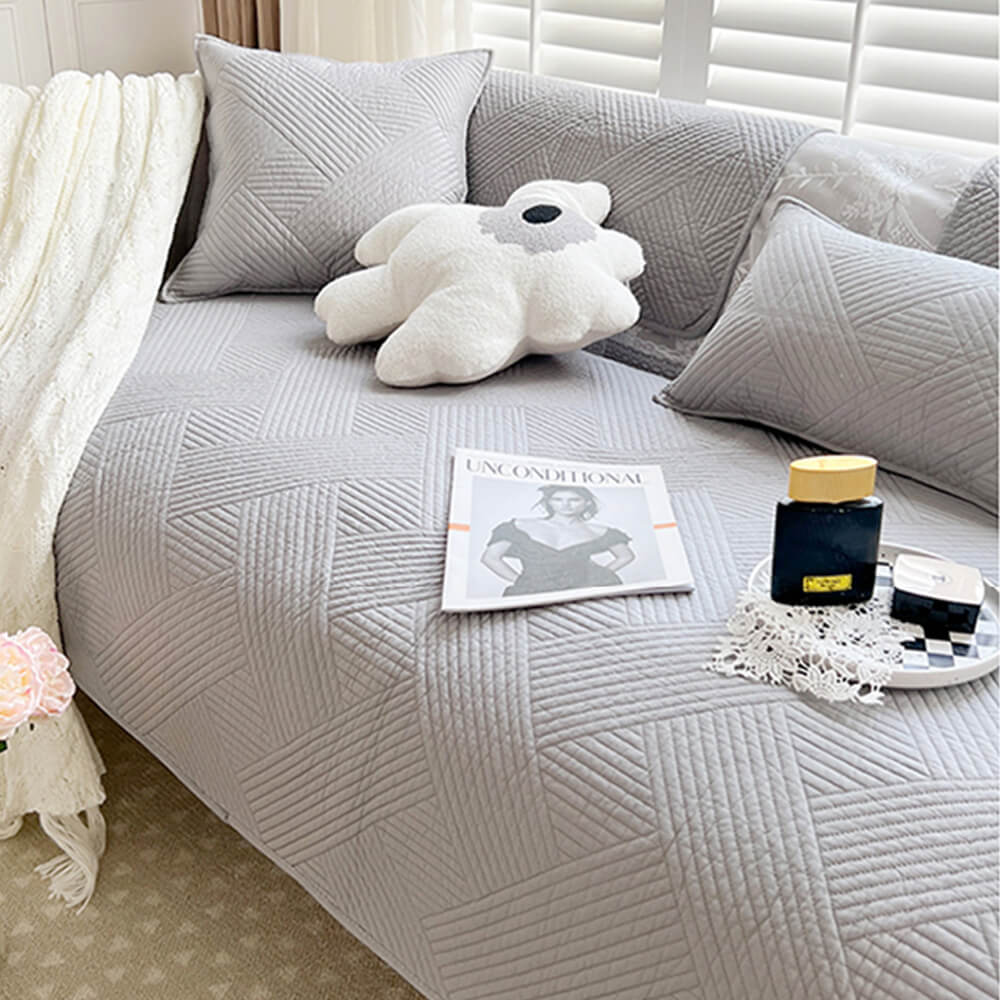 Minimalist All-Season Solid Cotton Geometric Quilt