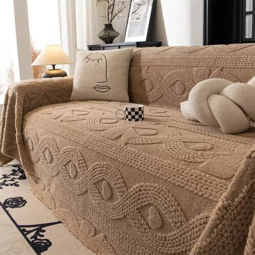 Bowknot Jacquard Plush Multifunctional Sofa Blanke