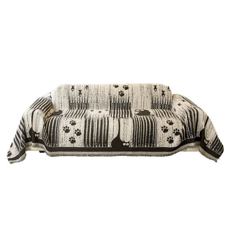 Cartoon Paw Print Chenille Anti-Scratch Throw Couc