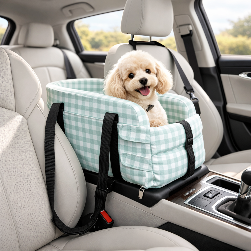 Stylish Plaid Portable Travel Dog Car Safety Seat