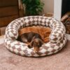 Classic Argyle Washable Bolster Donut Dog Bed - Co