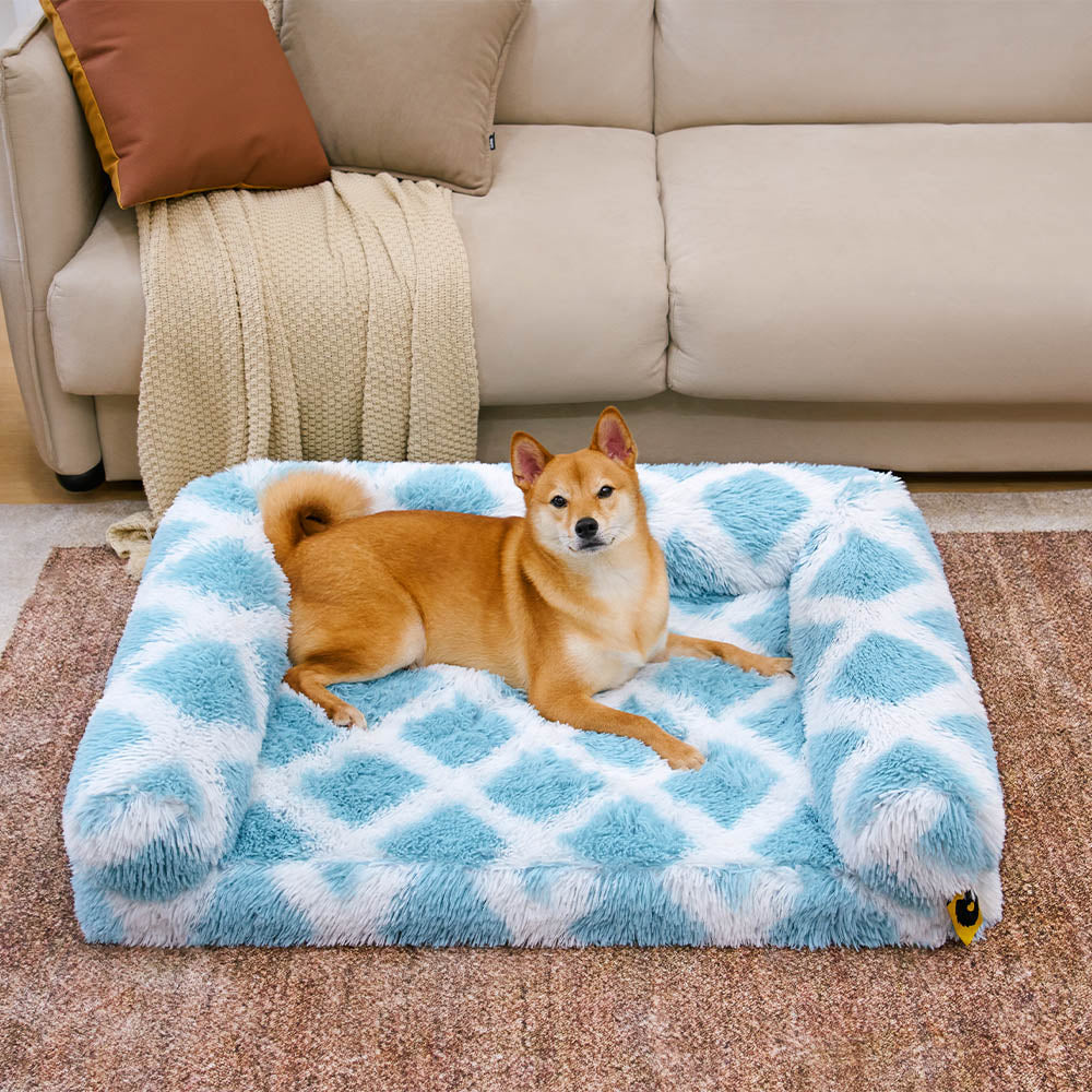 Classic Plaid Orthopedic Bolster Dog Sofa Bed - Co