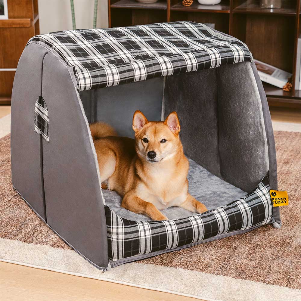 Classical Plaid House Orthopedic Dog Bed - Retreat