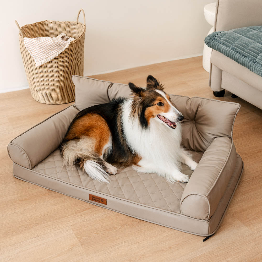 Luxe Faux Leather Foldable Orthopedic Large Dog Be
