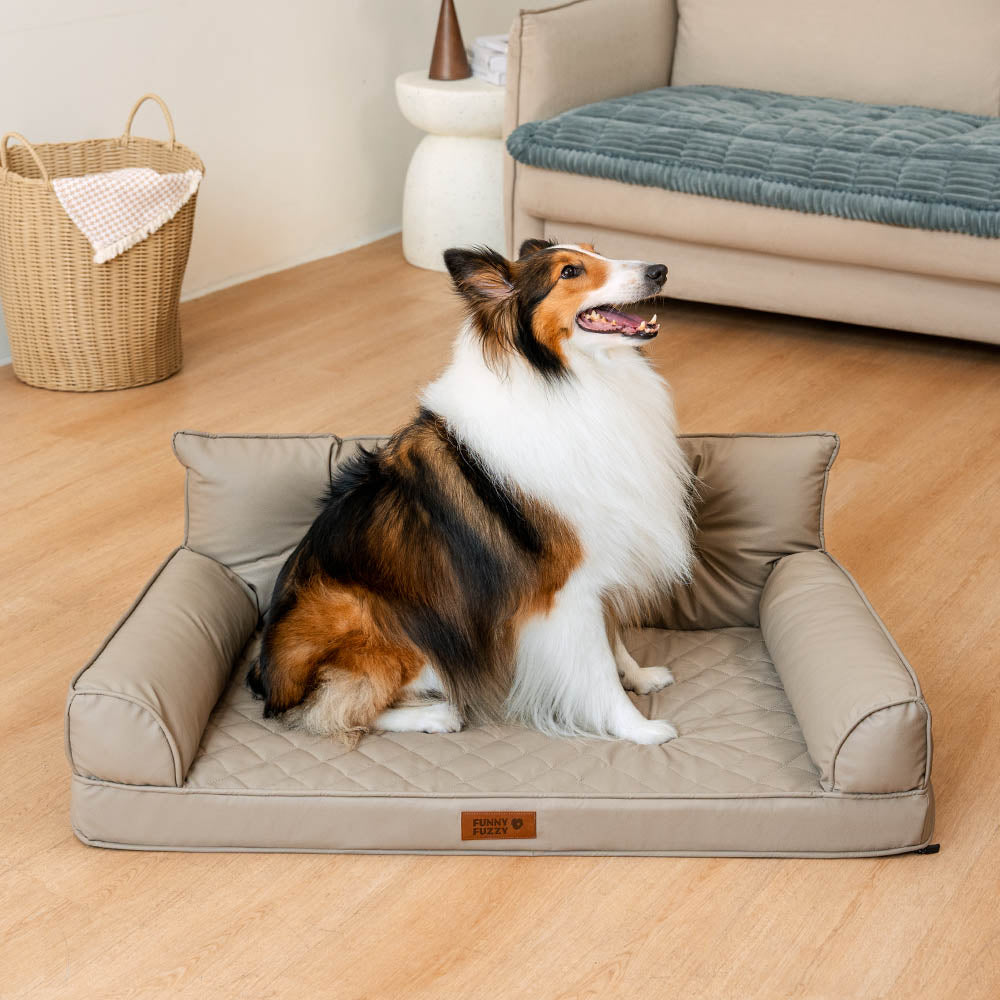 Luxe Faux Leather Foldable Orthopedic Large Dog Be