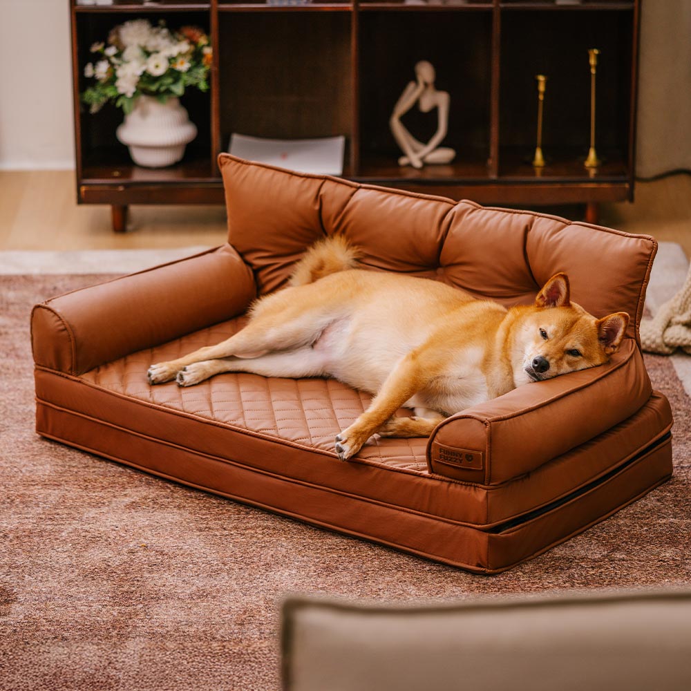 Luxe Faux Leather Foldable Orthopedic Large Dog Be