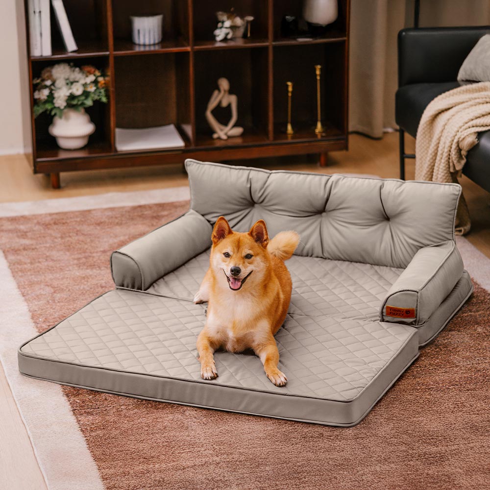 Luxe Faux Leather Foldable Orthopedic Large Dog Be