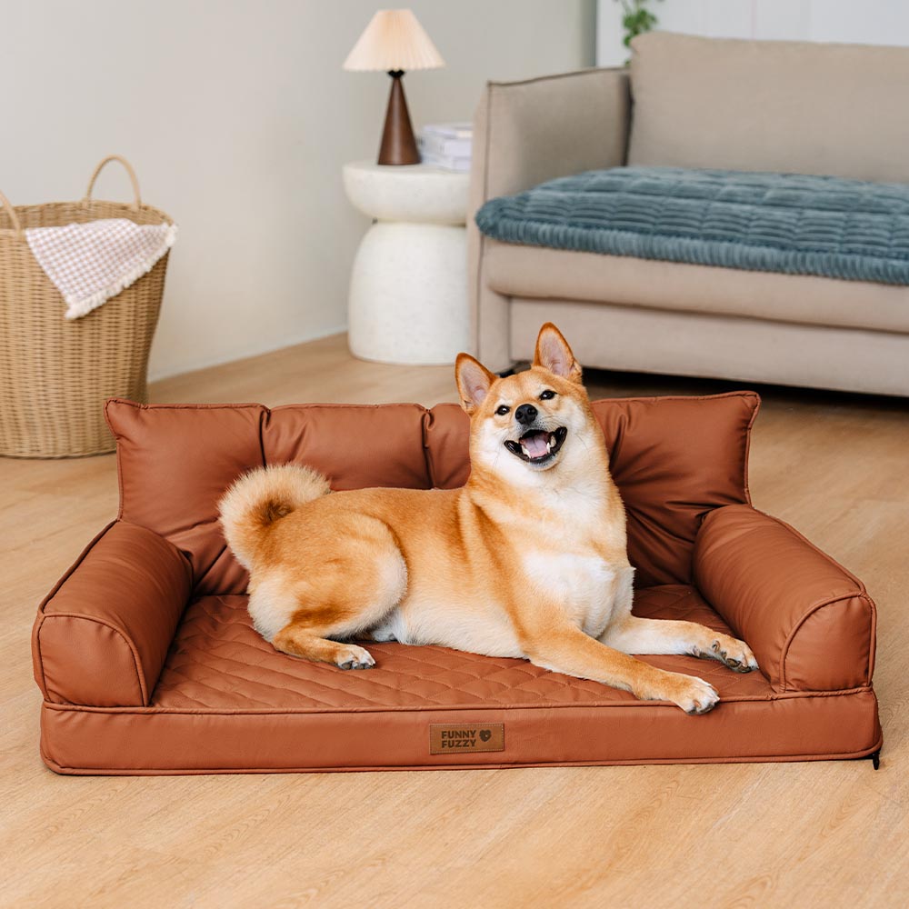 Luxe Faux Leather Foldable Orthopedic Large Dog Be