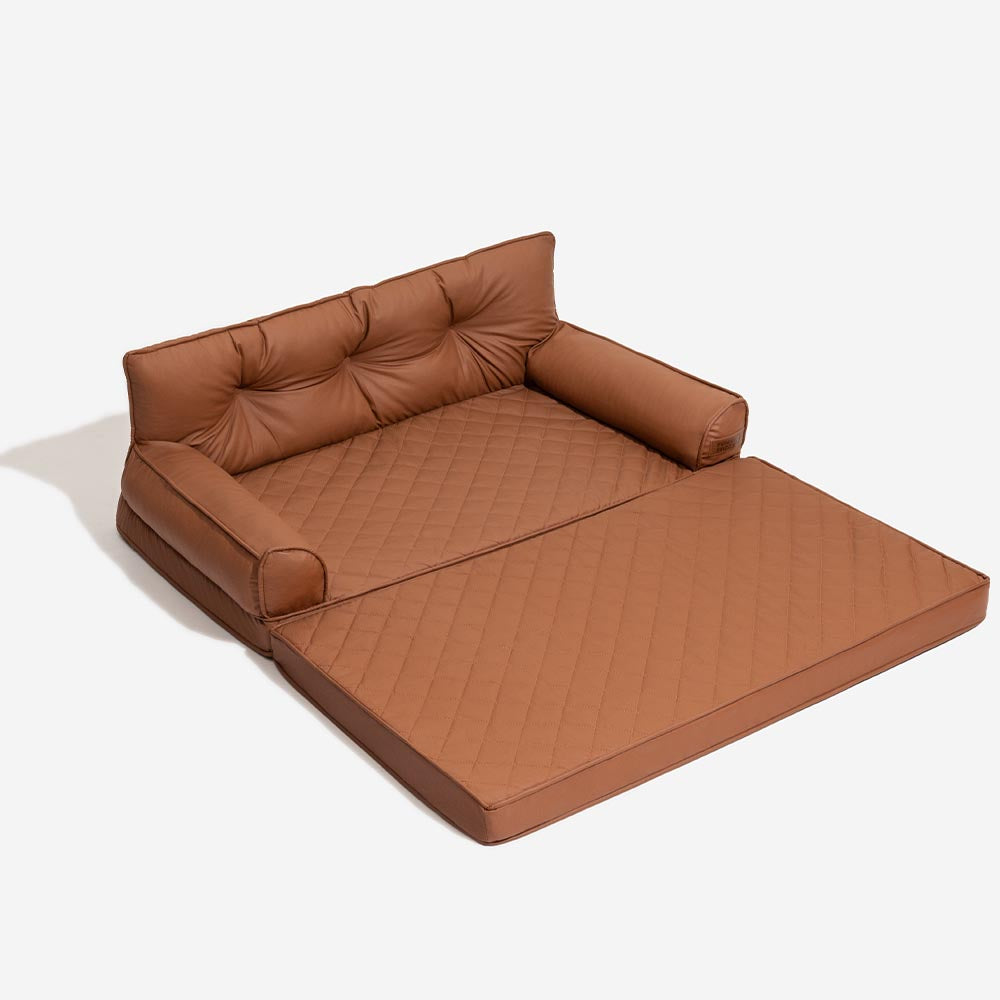 Luxe Faux Leather Foldable Orthopedic Large Dog Be