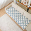 Cream-colored Large Plaid Square Fuzzy Pet Dog Mat